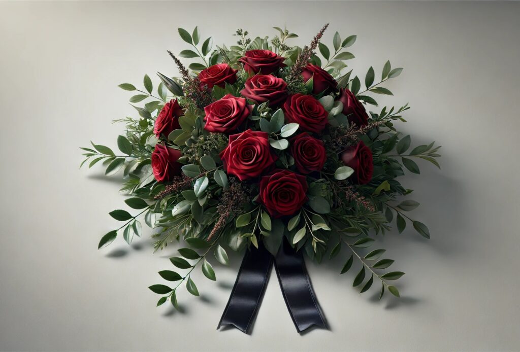 wiązanka pogrzebowa z czerwonych róż